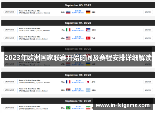 2023年欧洲国家联赛开始时间及赛程安排详细解读